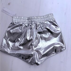 Metallic Silver Women's Sparkly Shiny Shorts Size Small